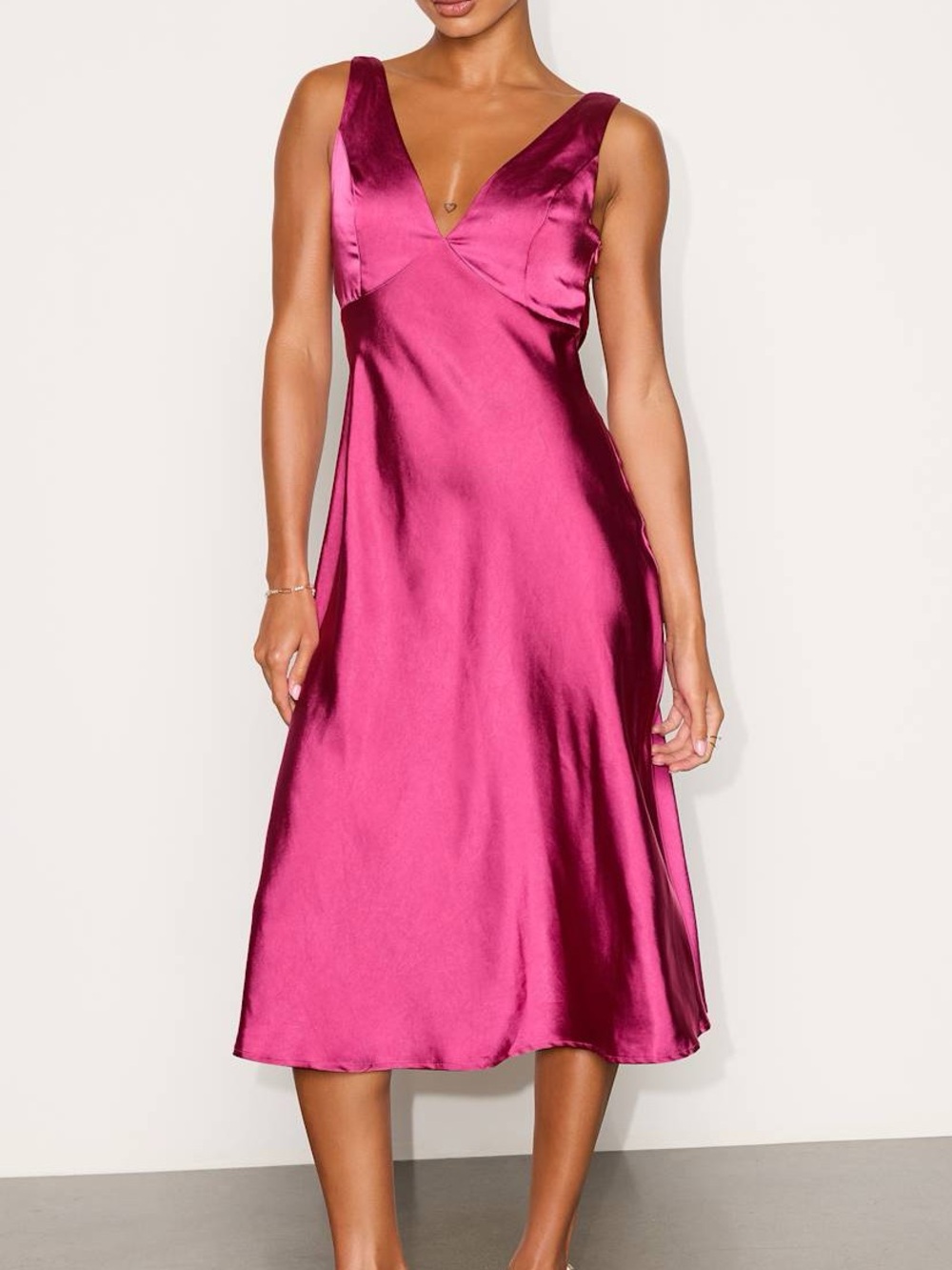 NWT LULUS Incredible Love magenta satin midi dress XL